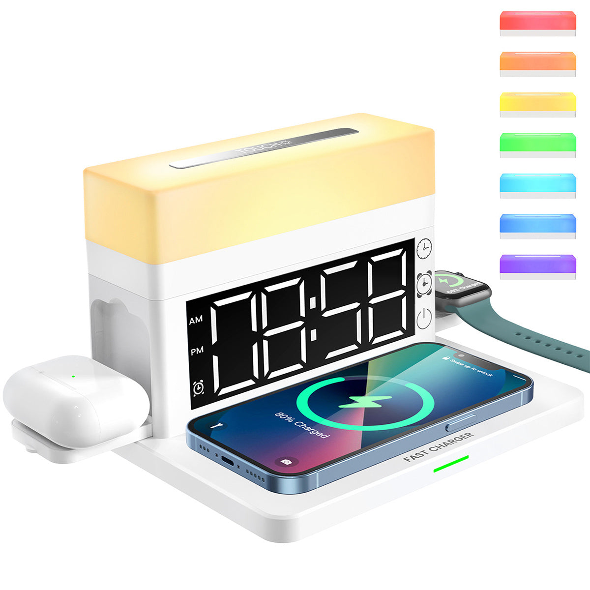 Wireless LED Alarm Clock with Fast Charger & Night Light - GadgetNest Online Store