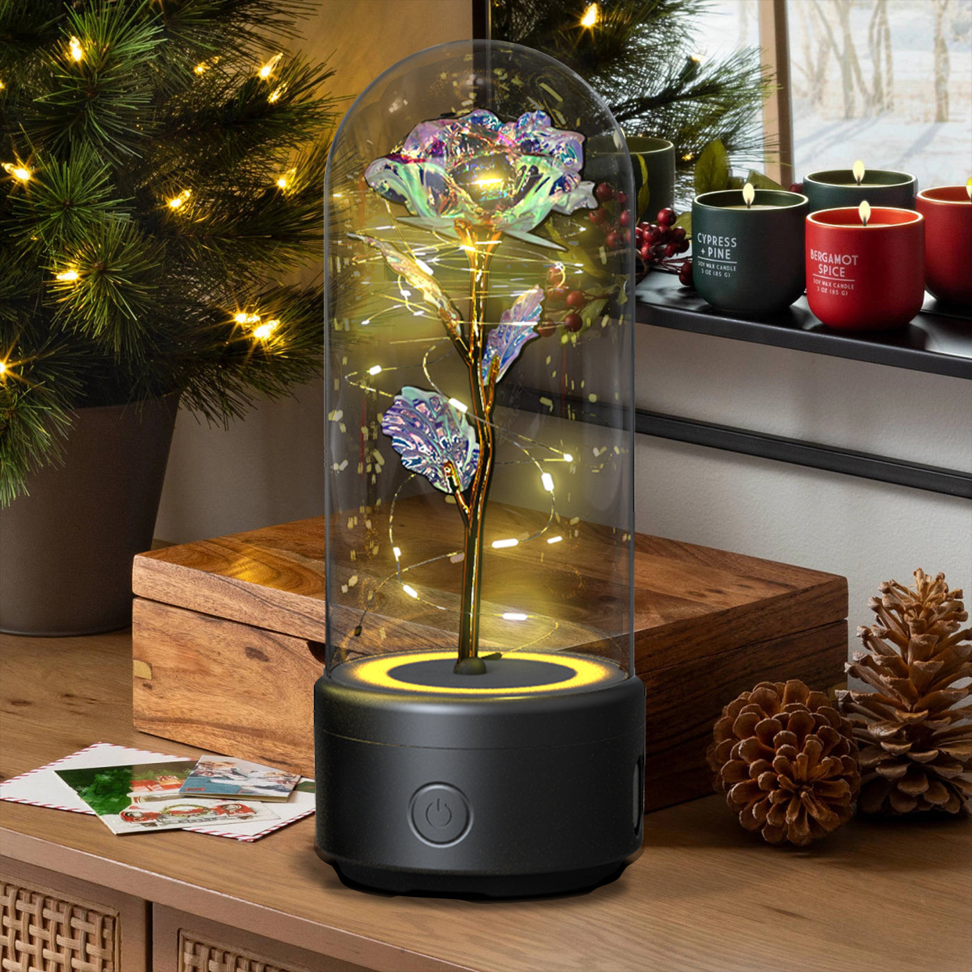2-in-1 Rose LED Light & Bluetooth Speaker | Romantic Gift - GadgetNest Online Store