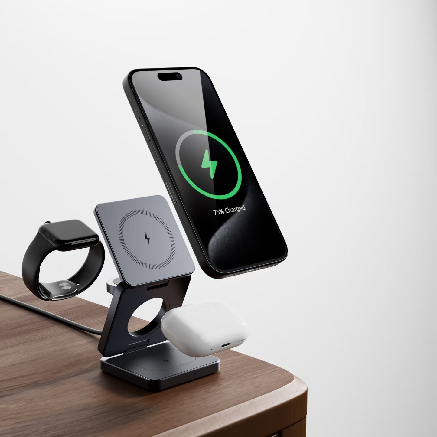 Magnetic 15W Foldable 3-in-1 Wireless Charging Station - GadgetNest Online Store