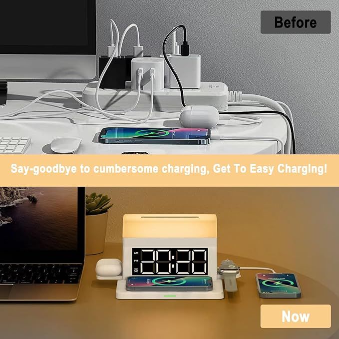 Wireless LED Alarm Clock with Fast Charger & Night Light - GadgetNest Online Store