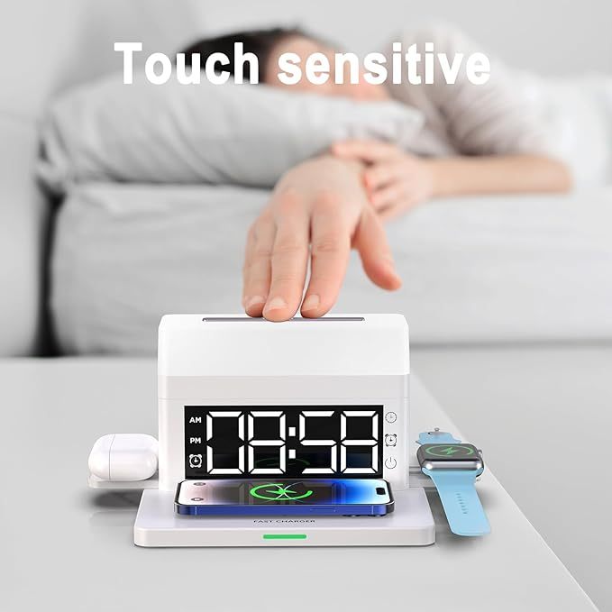 Wireless LED Alarm Clock with Fast Charger & Night Light