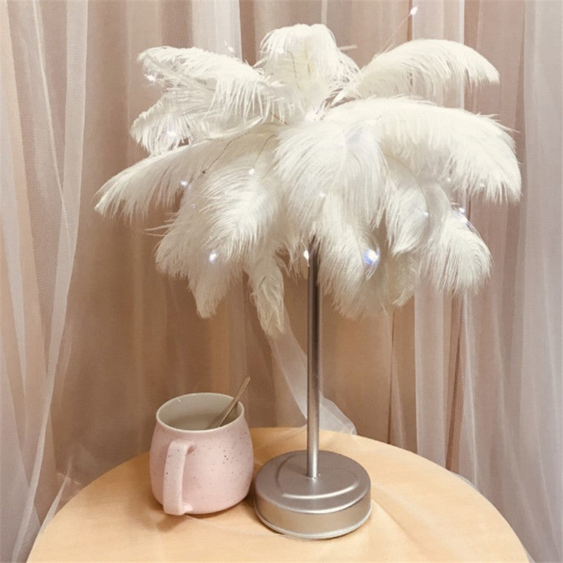 Remote Control Feather Table Lamp USB Battery Power - GadgetNest Online Store