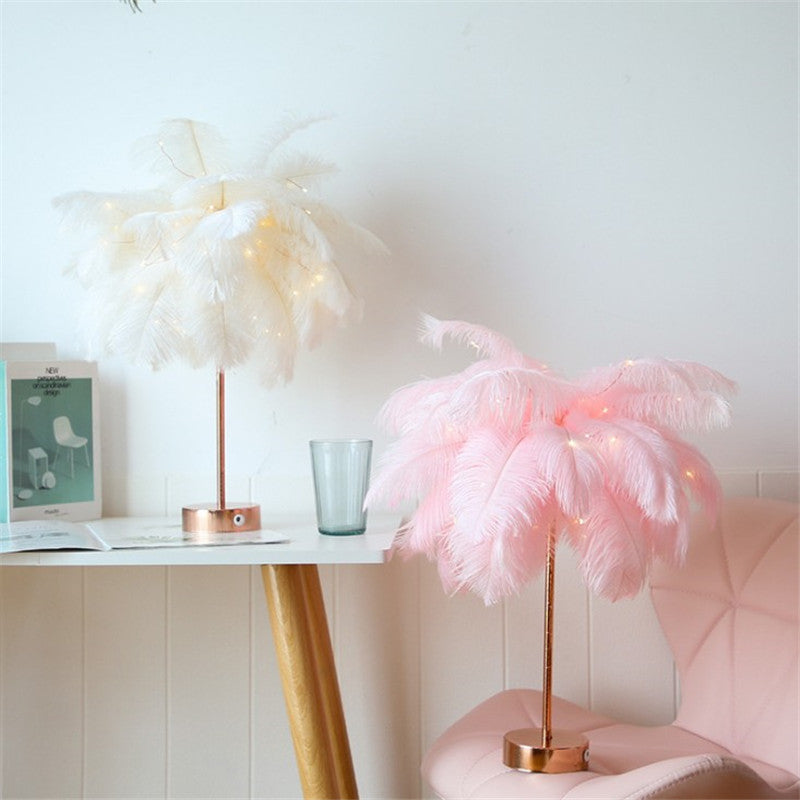 Remote Control Feather Table Lamp USB Battery Power - GadgetNest Online Store