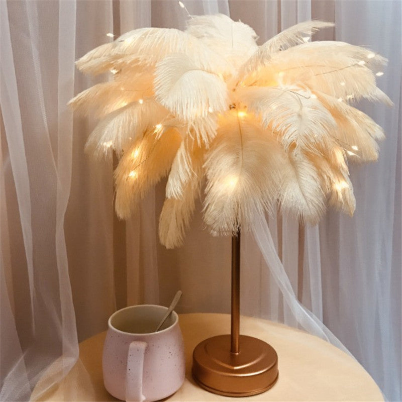 Remote Control Feather Table Lamp USB Battery Power - GadgetNest Online Store