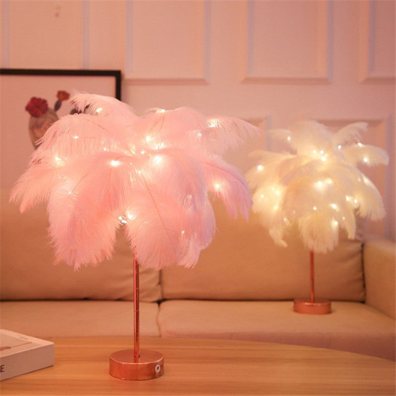Remote Control Feather Table Lamp USB Battery Power - GadgetNest Online Store