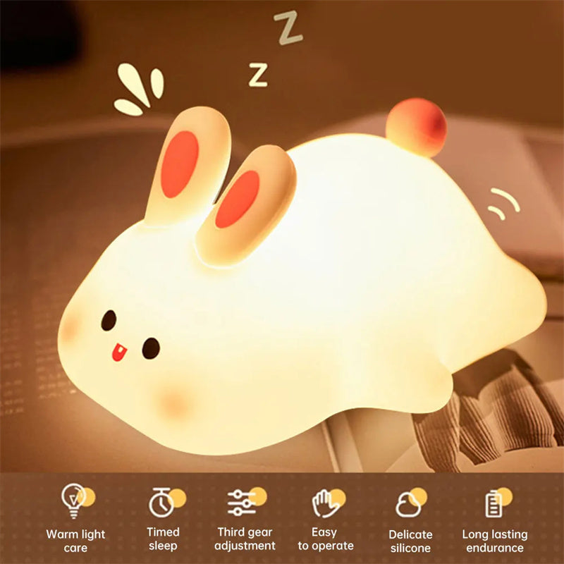 Cute LED Rabbit Night Light – Touch Sensor Silicone Lamp - GadgetNest Online Store