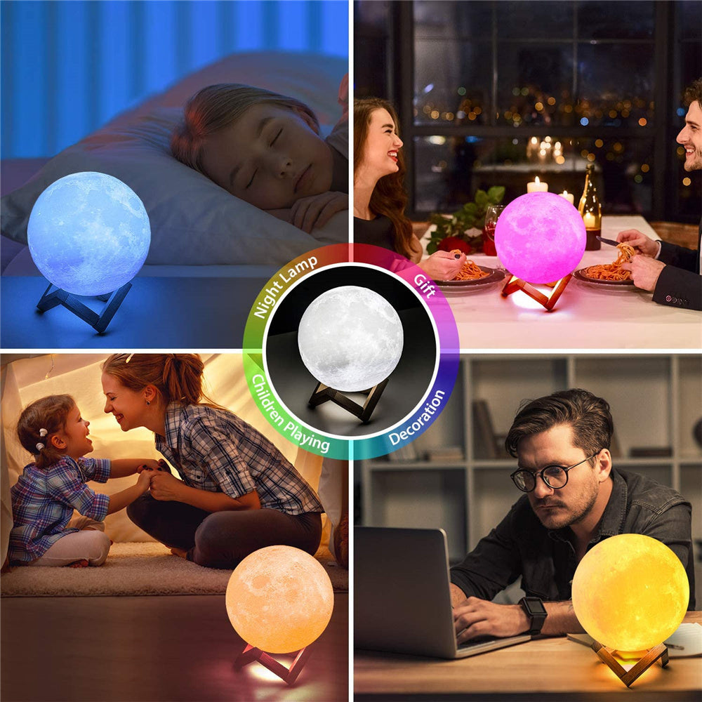 3D Moon Lamp – Rechargeable LED Night Light with Dimmable Timer - GadgetNest Online Store