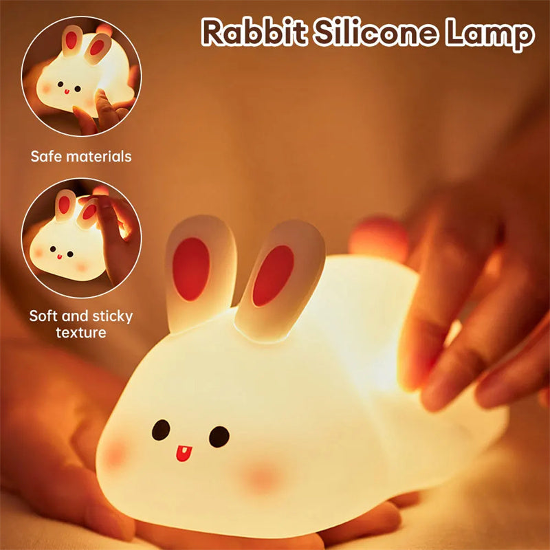 Cute LED Rabbit Night Light – Touch Sensor Silicone Lamp - GadgetNest Online Store