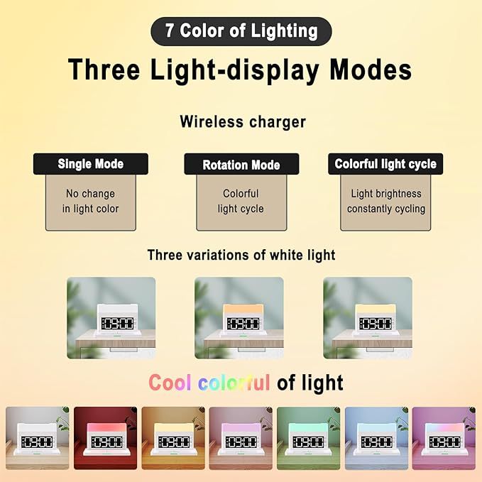 Wireless LED Alarm Clock with Fast Charger & Night Light