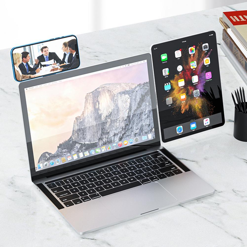 Adjustable Magnetic Laptop Phone Holder – Foldable Dual Screen Clip - GadgetNest Online Store